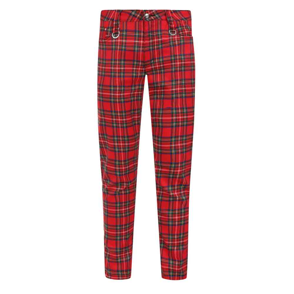 Banned - TARTAN Broek rechte pijpen - Rood